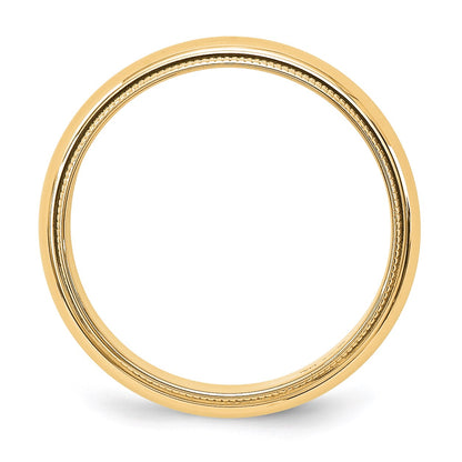 14k Yellow Gold 5mm Milgrain Half Round Wedding Band Size 11