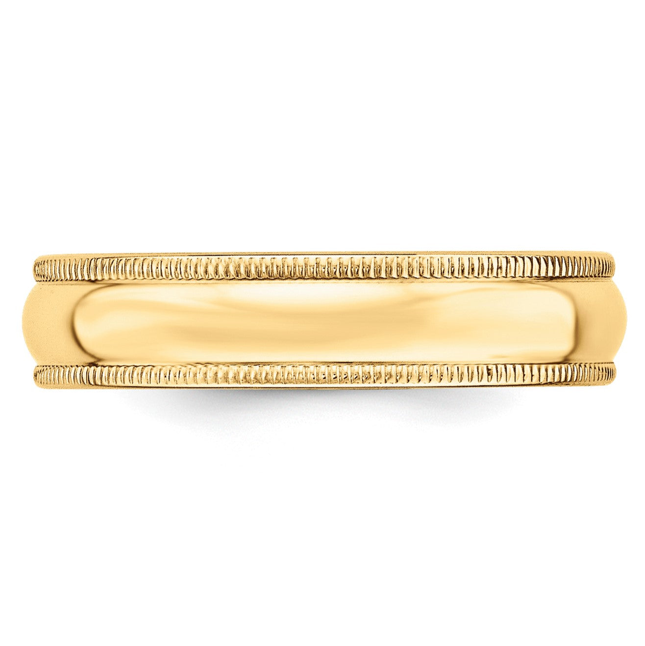 14k Yellow Gold 5mm Milgrain Half Round Wedding Band Size 12