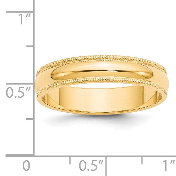 14k Yellow Gold 5mm Milgrain Half Round Wedding Band Size 12