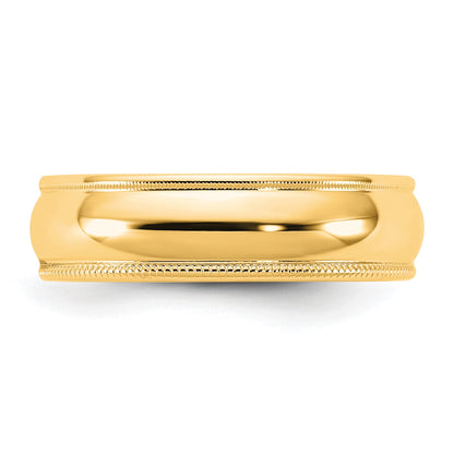 14KY 5.5mm Milgrain Half Round Band Size 11