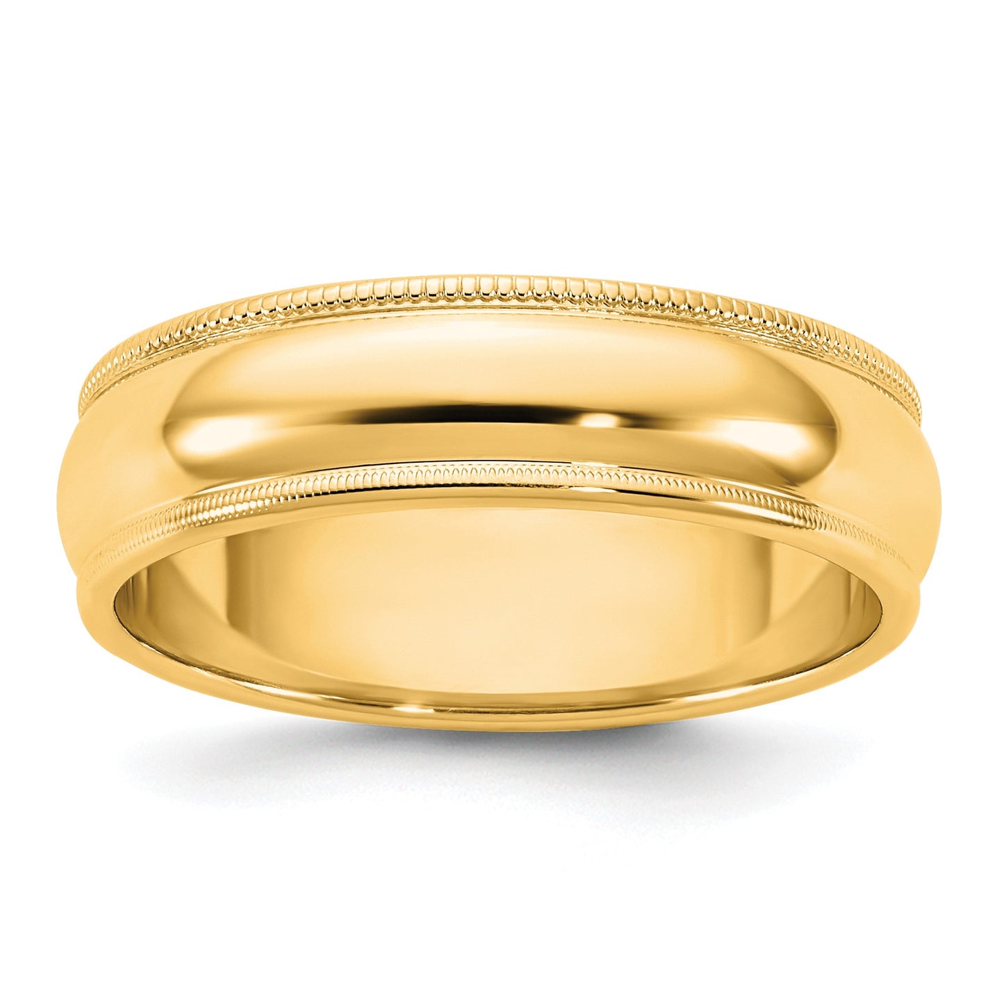 14KY 5.5mm Milgrain Half Round Band Size 11