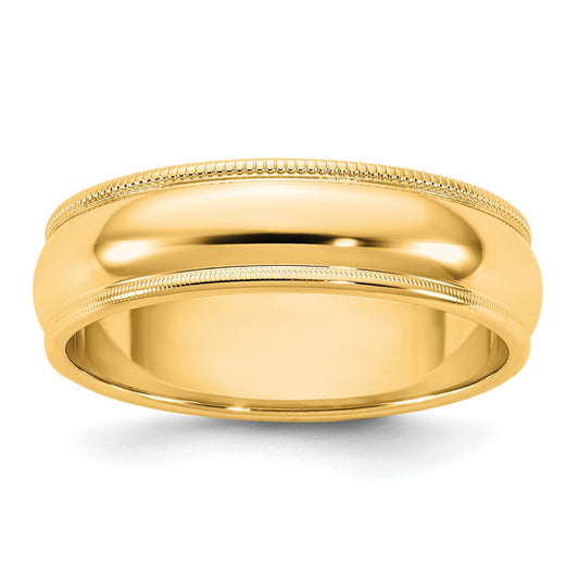 14KY 5.5mm Milgrain Half Round Band Size 11