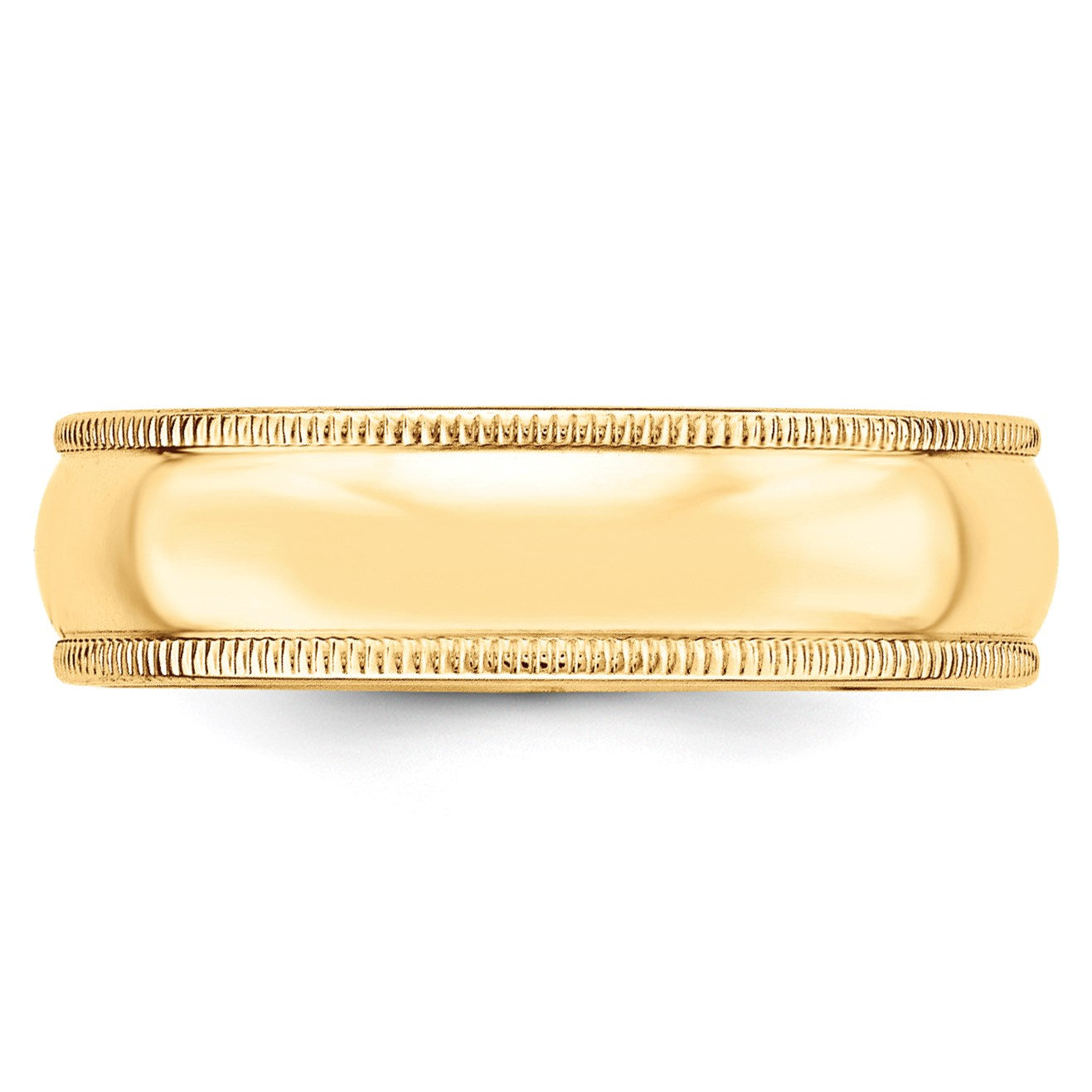 14k Yellow Gold 6mm Milgrain Half Round Wedding Band Size 12