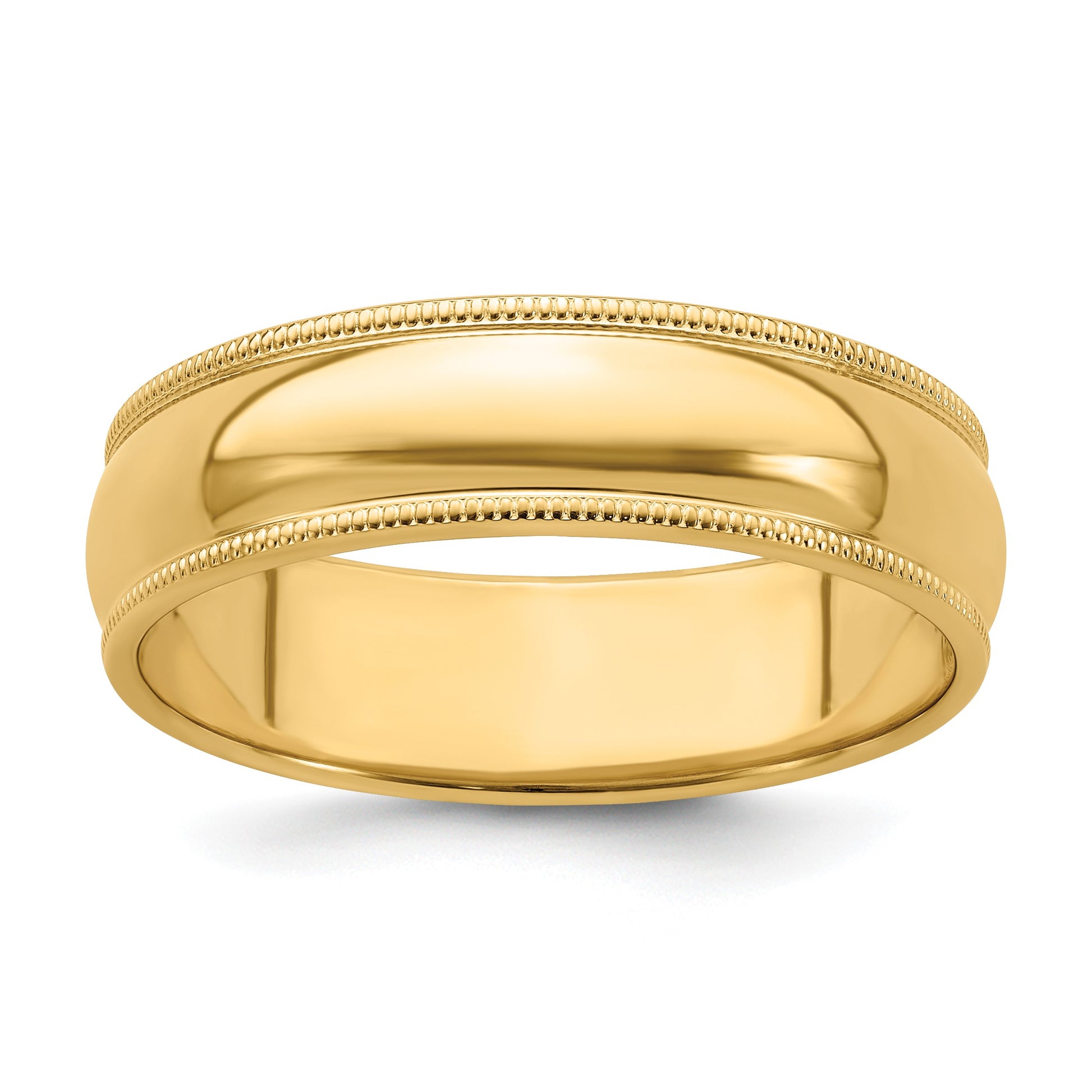 14k Yellow Gold 6mm Milgrain Half Round Wedding Band Size 12