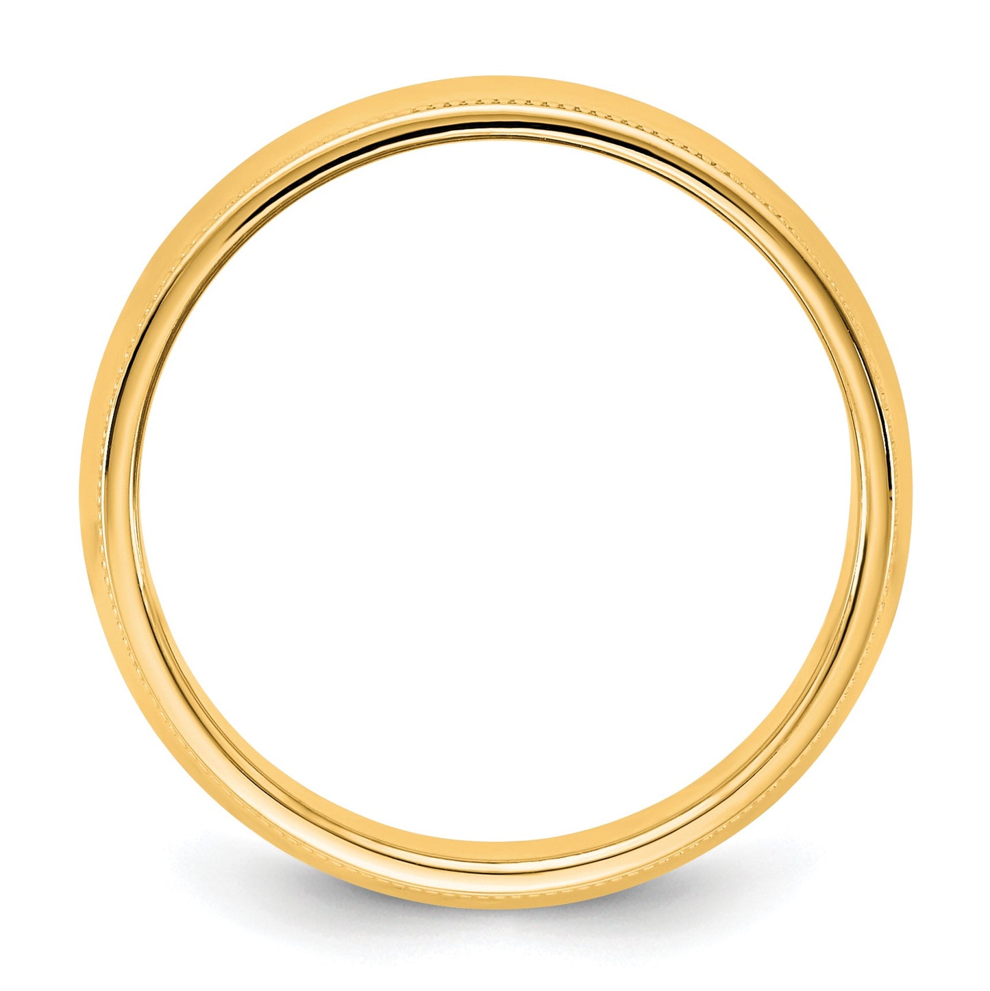 14KY 6.5mm Milgrain Half Round Band Size 9