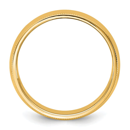 14KY 7mm Milgrain Half Round Band Size 5