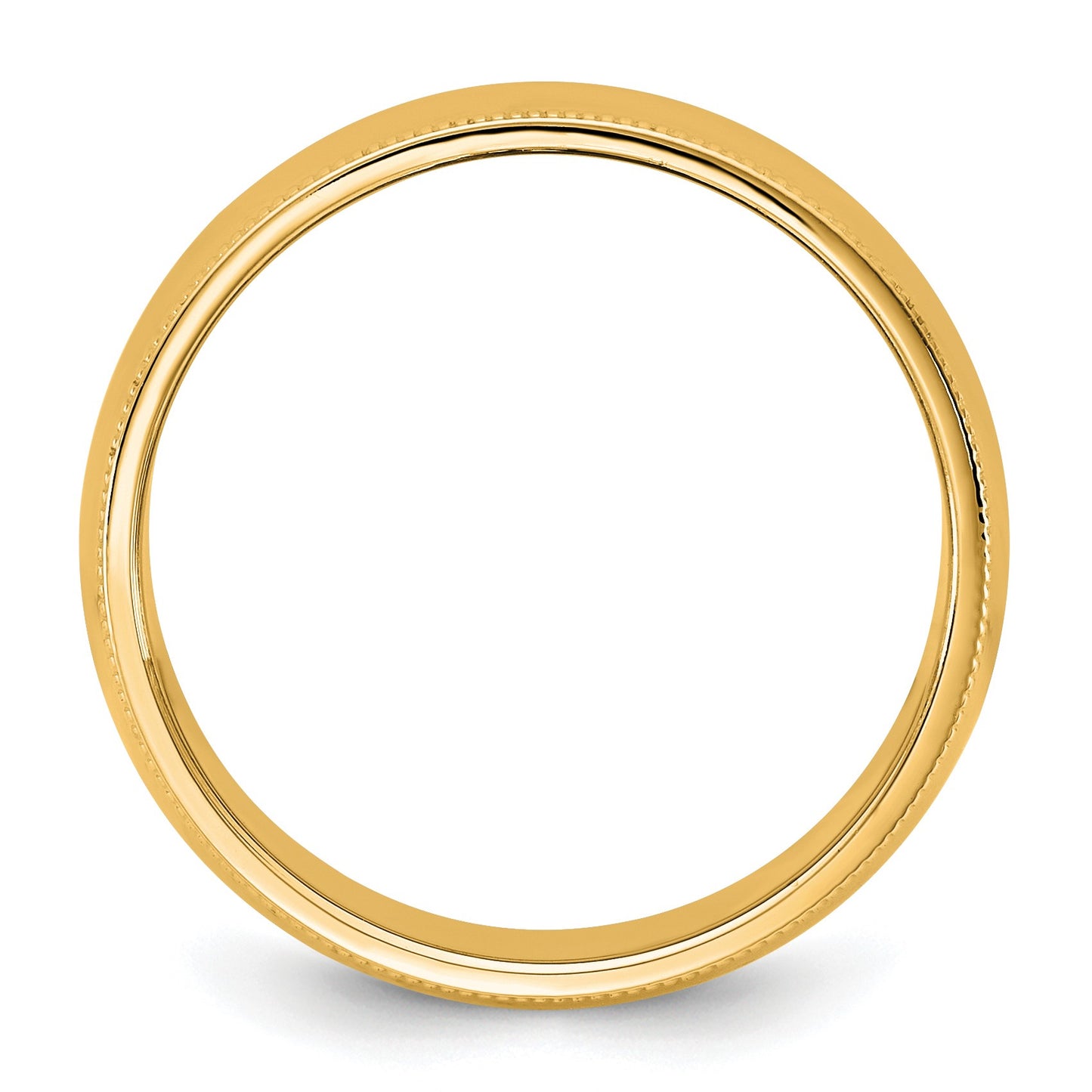 14KY 7mm Milgrain Half Round Band Size 11