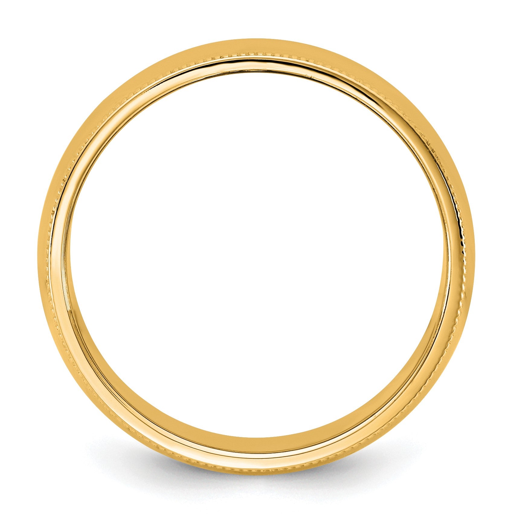 14KY 7mm Milgrain Half Round Band Size 11