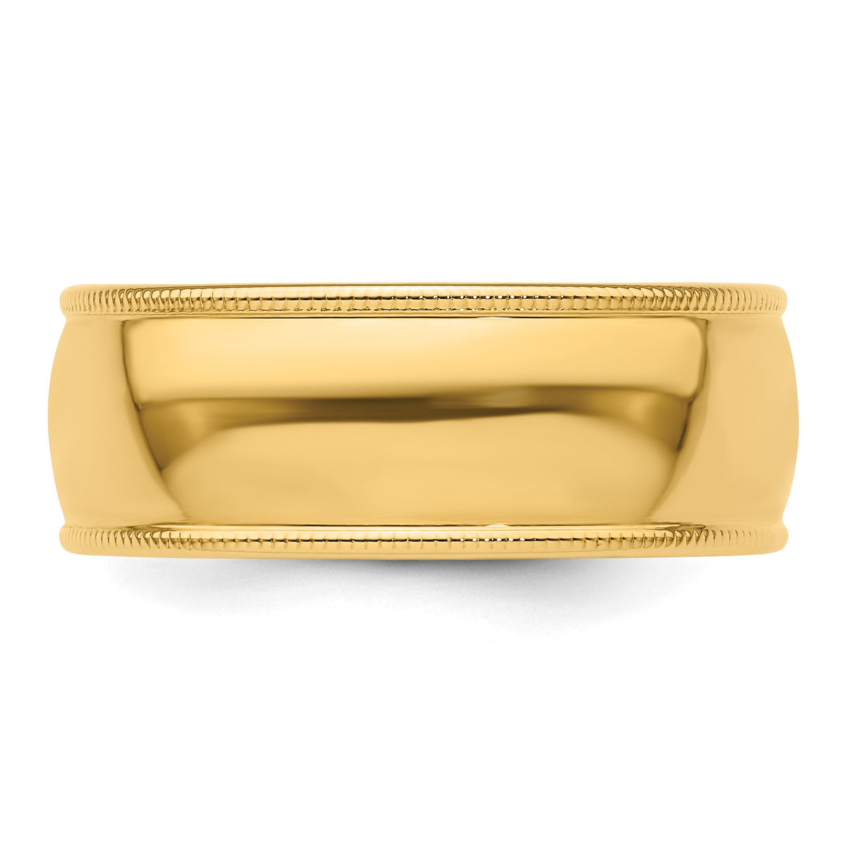 14k Yellow Gold 8mm Milgrain Half Round Wedding Band Size 11
