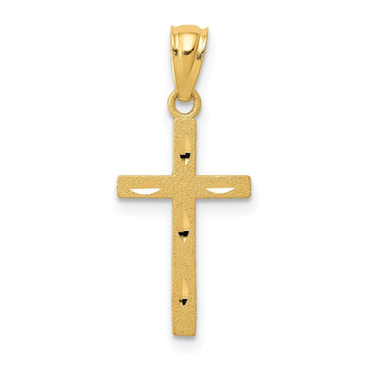 14K Satin Diamond-Cut Cross Pendant