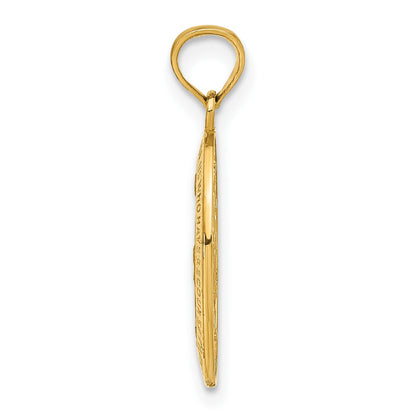 14k Polished and Satin Solid Miraculous Medal Oval Pendant