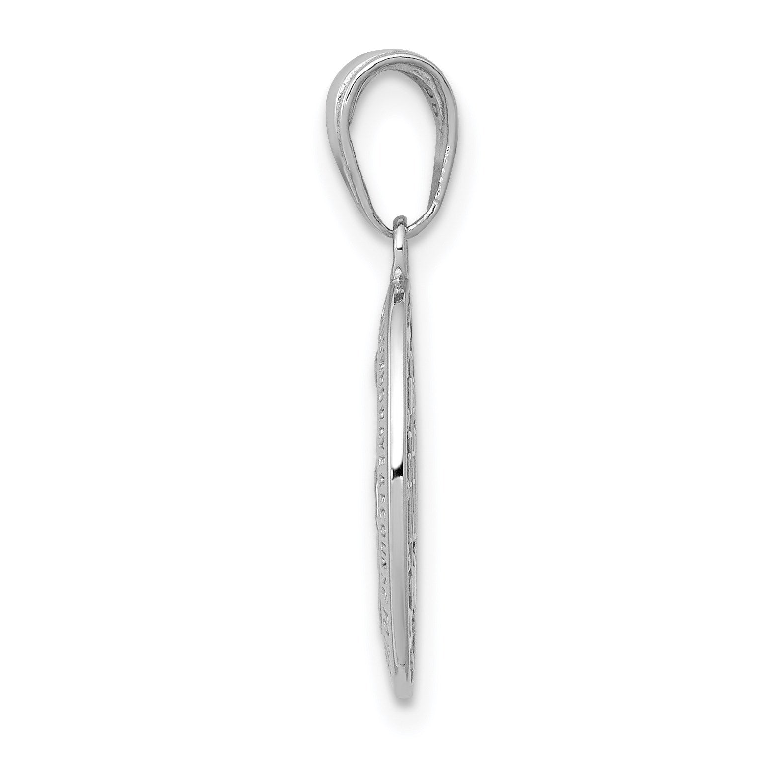 14k White Gold Polished and Satin Solid Miraculous Medal Oval Pendant