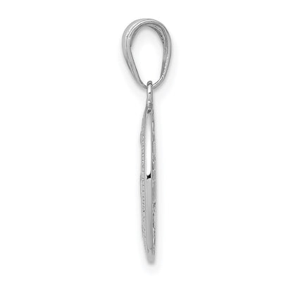 14k White Gold Polished and Satin Solid Miraculous Medal Oval Pendant