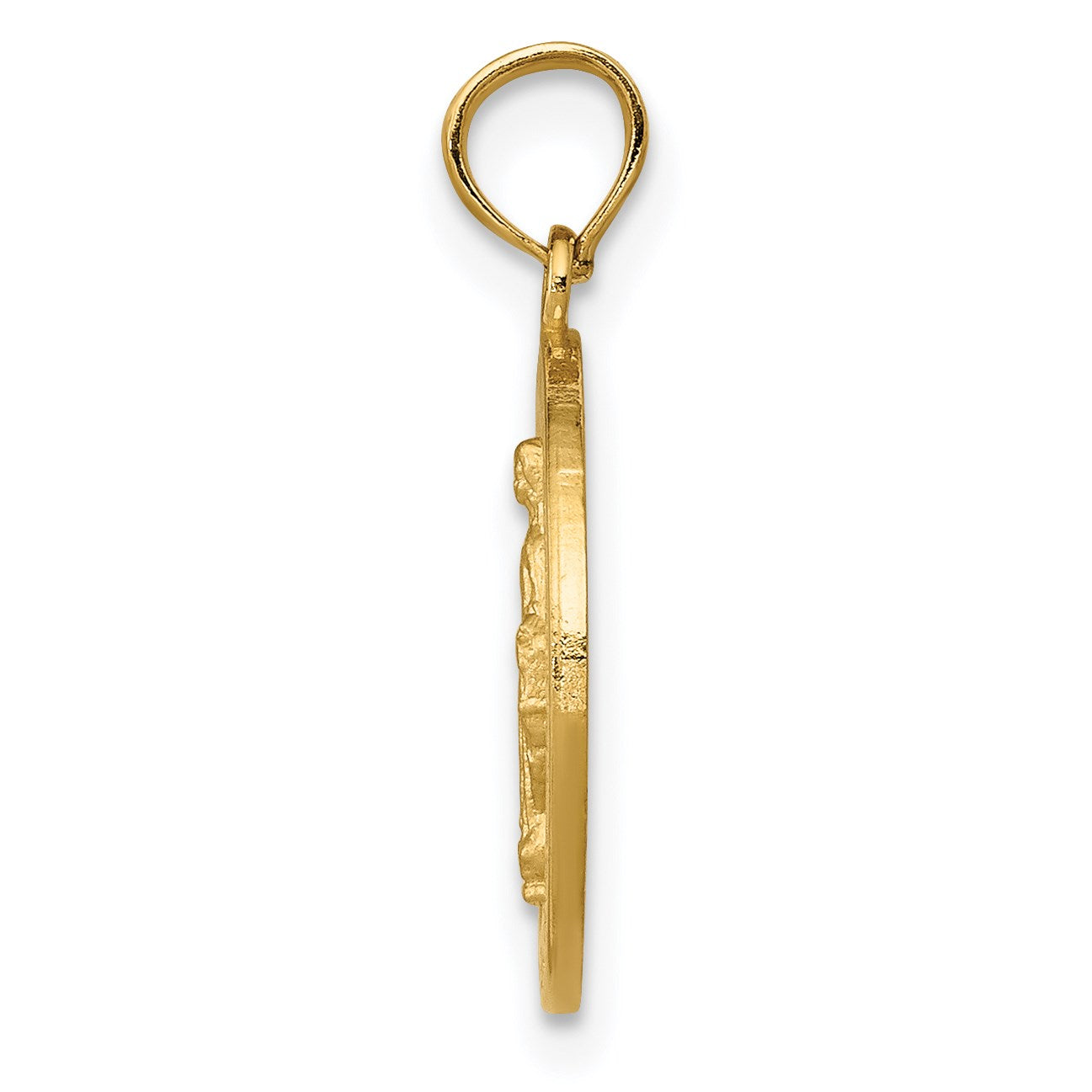 14k Polished and Satin Solid Miraculous Medal Round Pendant