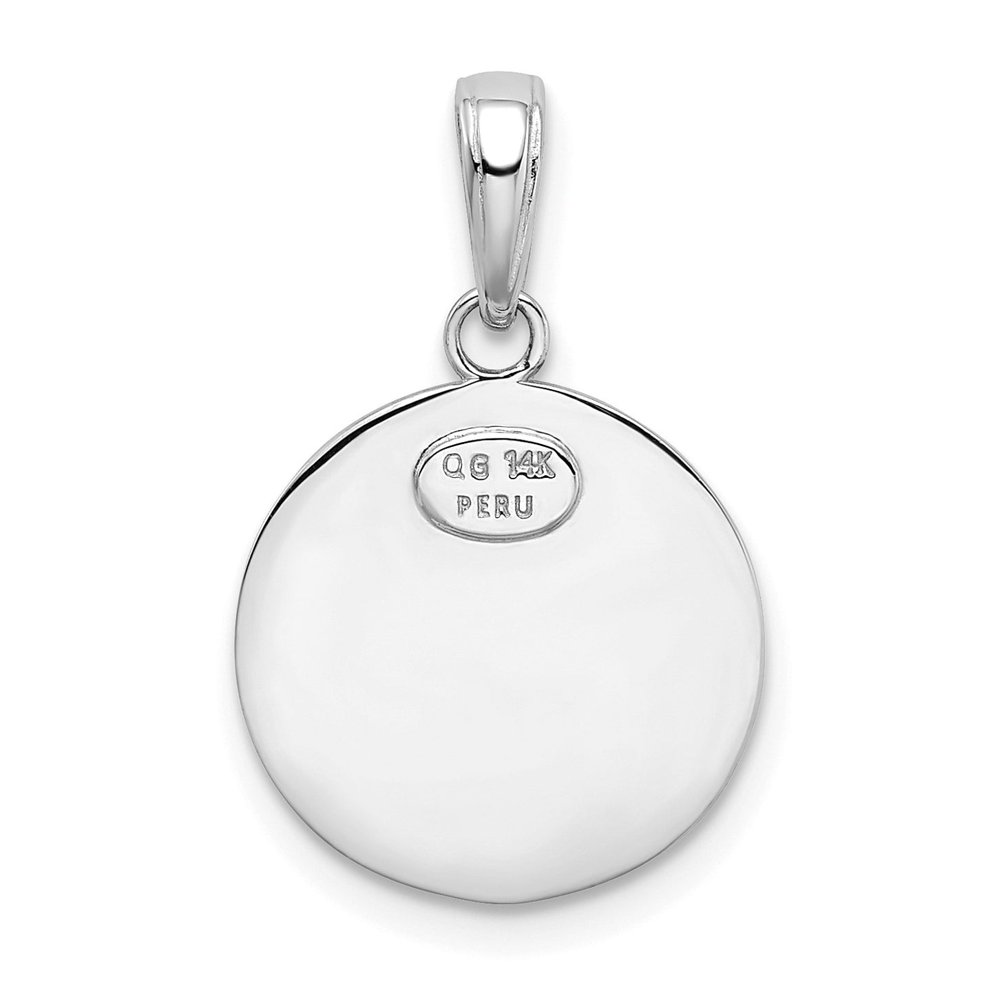 14k White Gold Polished Solid Saint Christopher Medal Charm