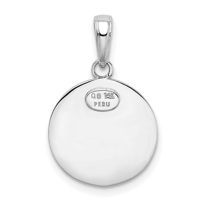 14k White Gold Polished Solid Saint Christopher Medal Charm
