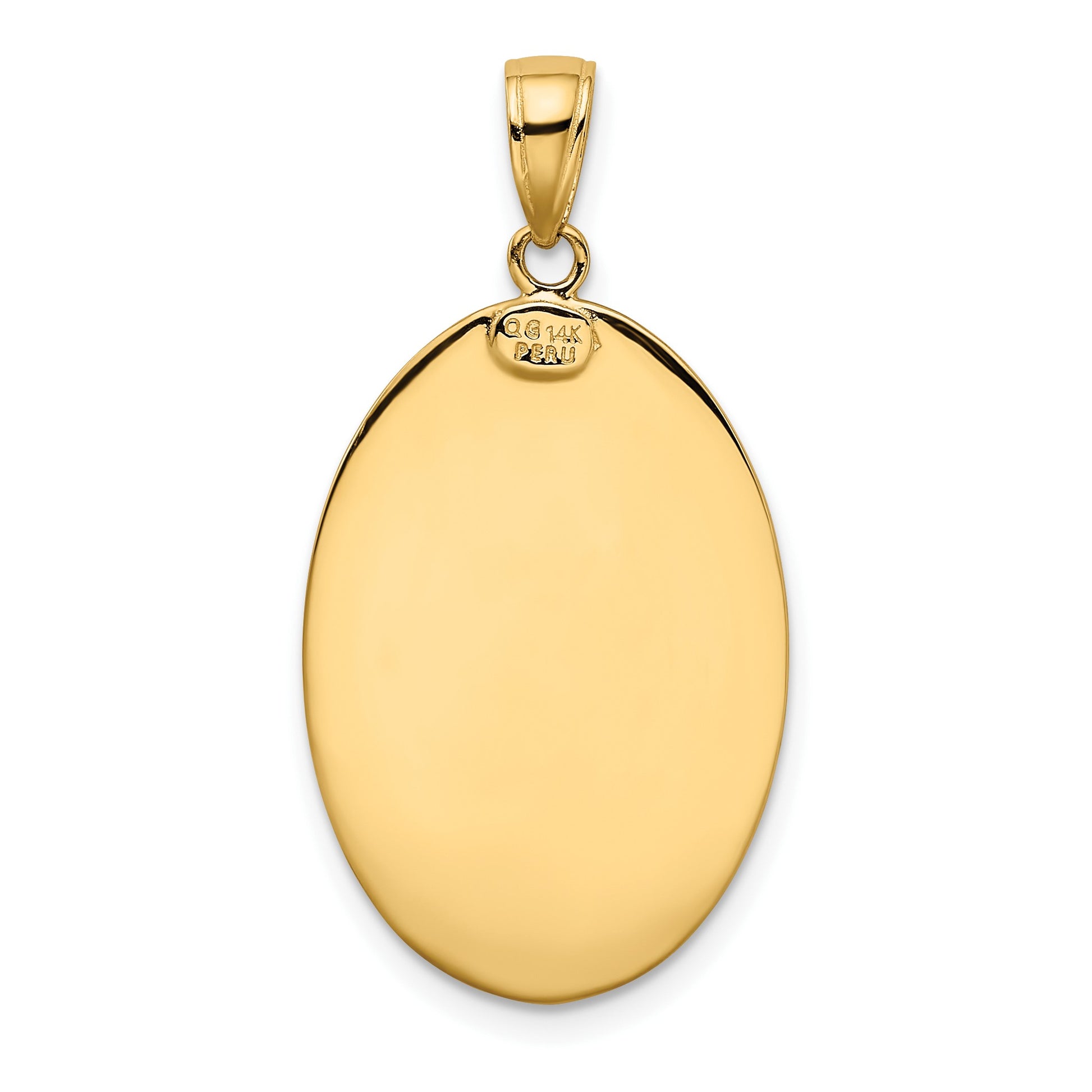14k Polished Solid Saint Christopher Medal Oval Pendant