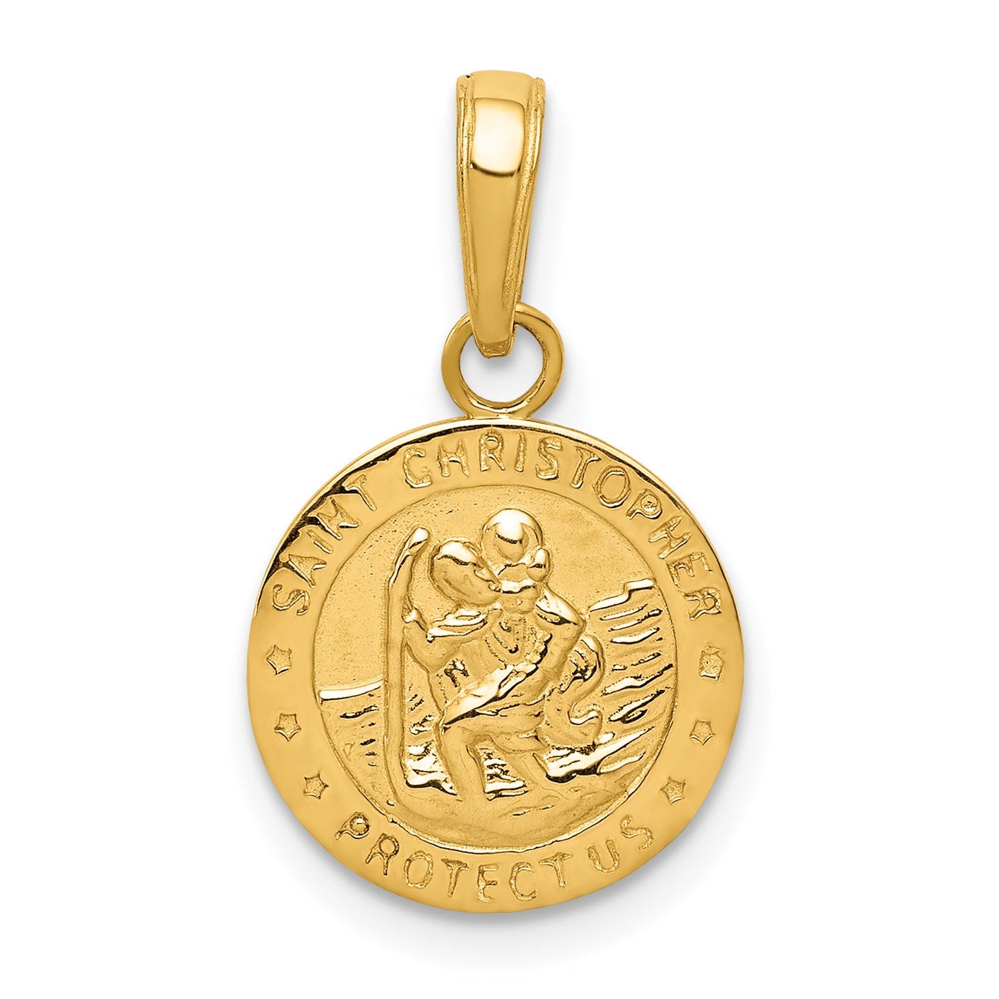 14k Polished Solid Saint Christopher Medal Round Charm