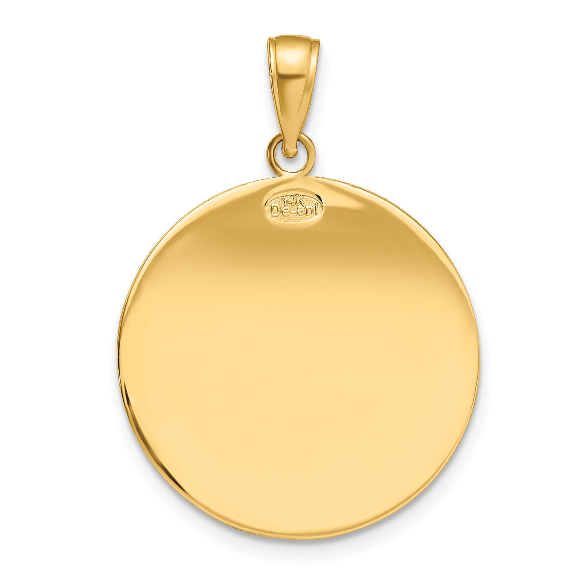 14k Polished and Satin Solid Saint Christopher Medal Round Pendant
