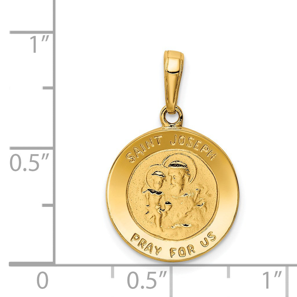 14k Polished Solid Saint Joseph Medal Round Charm