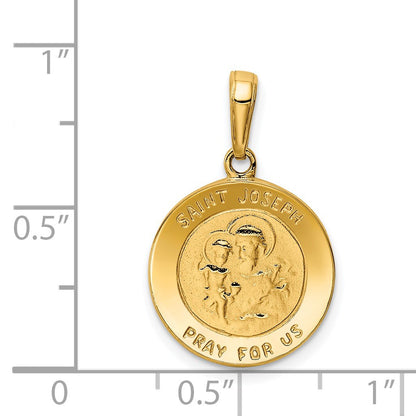 14k Polished Solid Saint Joseph Medal Round Charm