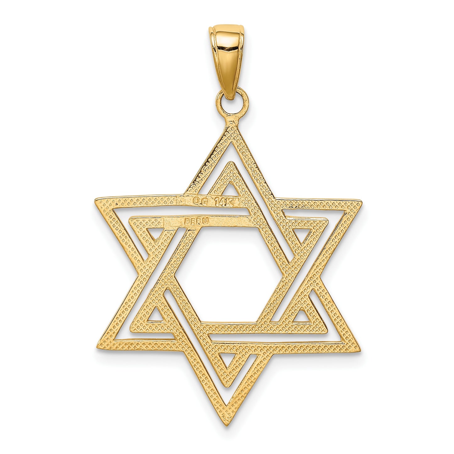 14k Solid Polished Cut-out Star of David Charm