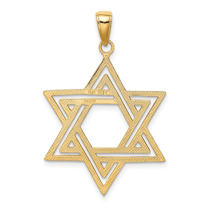 14k Solid Polished Cut-out Star of David Charm