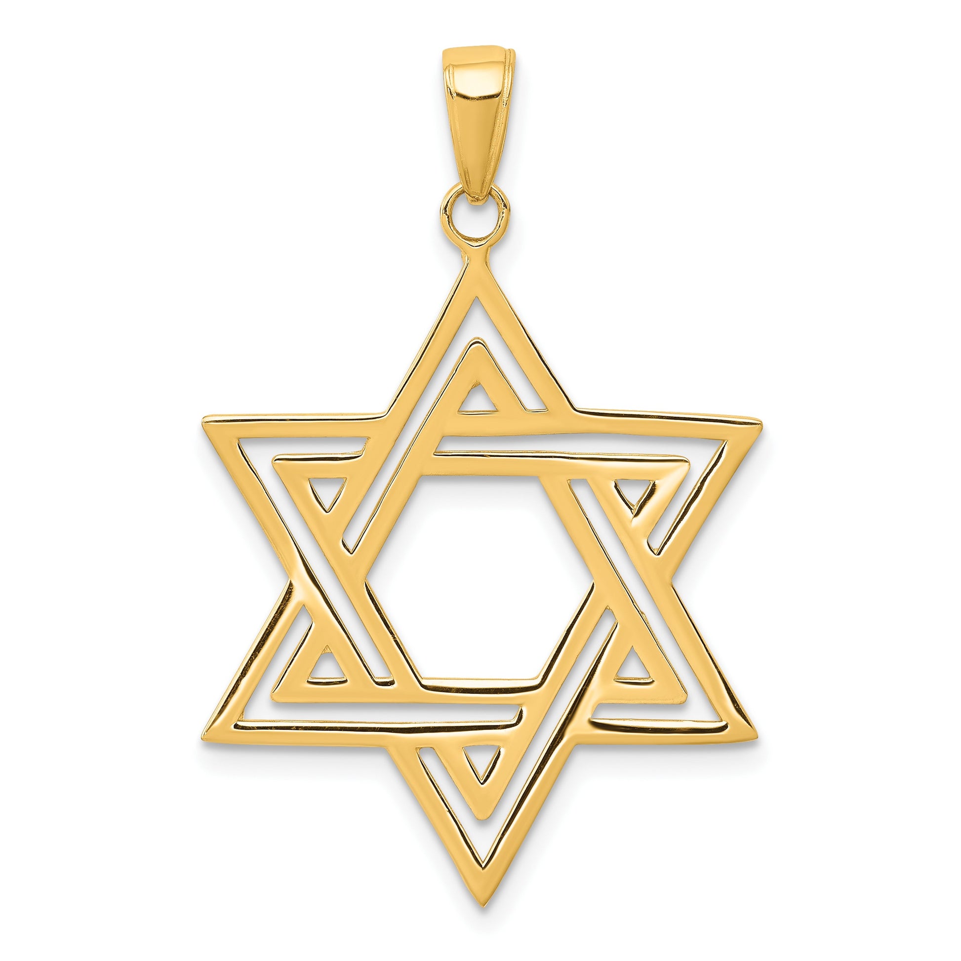 14k Solid Polished Cut-out Star of David Charm