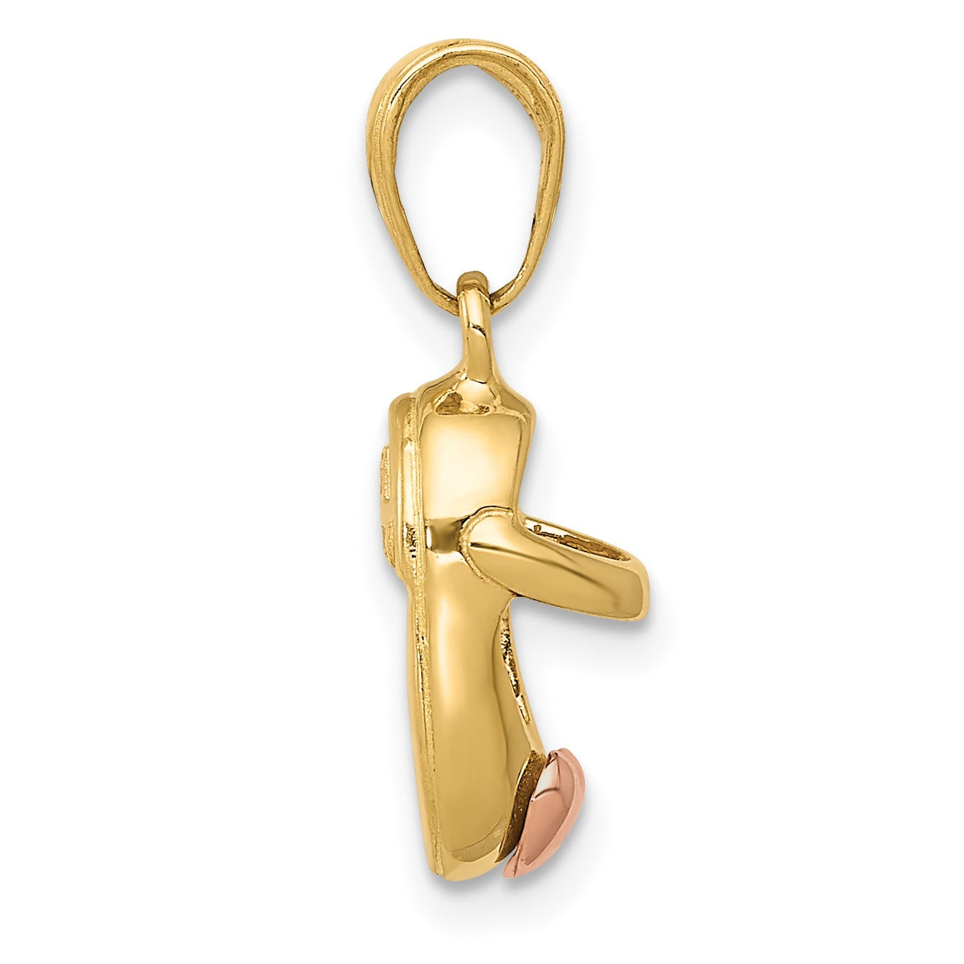 14k  3-D Two-tone Baby Shoe with Heart Charm