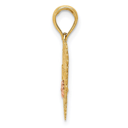 14k Two-Tone GRANDMA Heart with Flower Charm