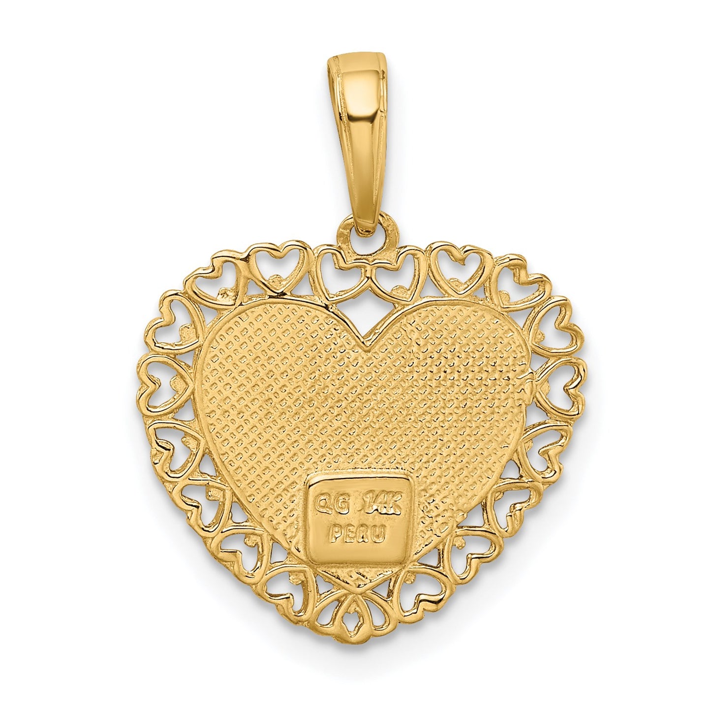 14k Two-Tone GRANDMA Heart with Flower Charm