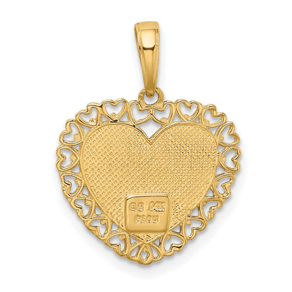 14k Two-Tone GRANDMA Heart with Flower Charm