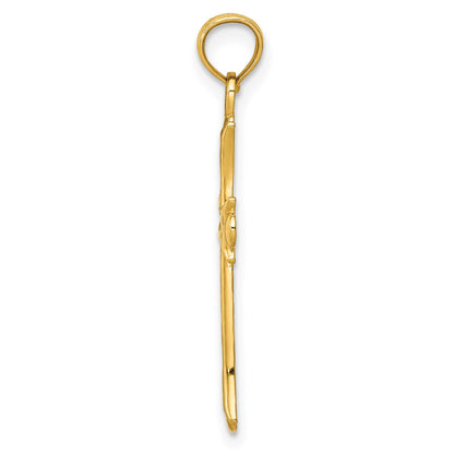 14k Fleur De Lis Cross Pendant