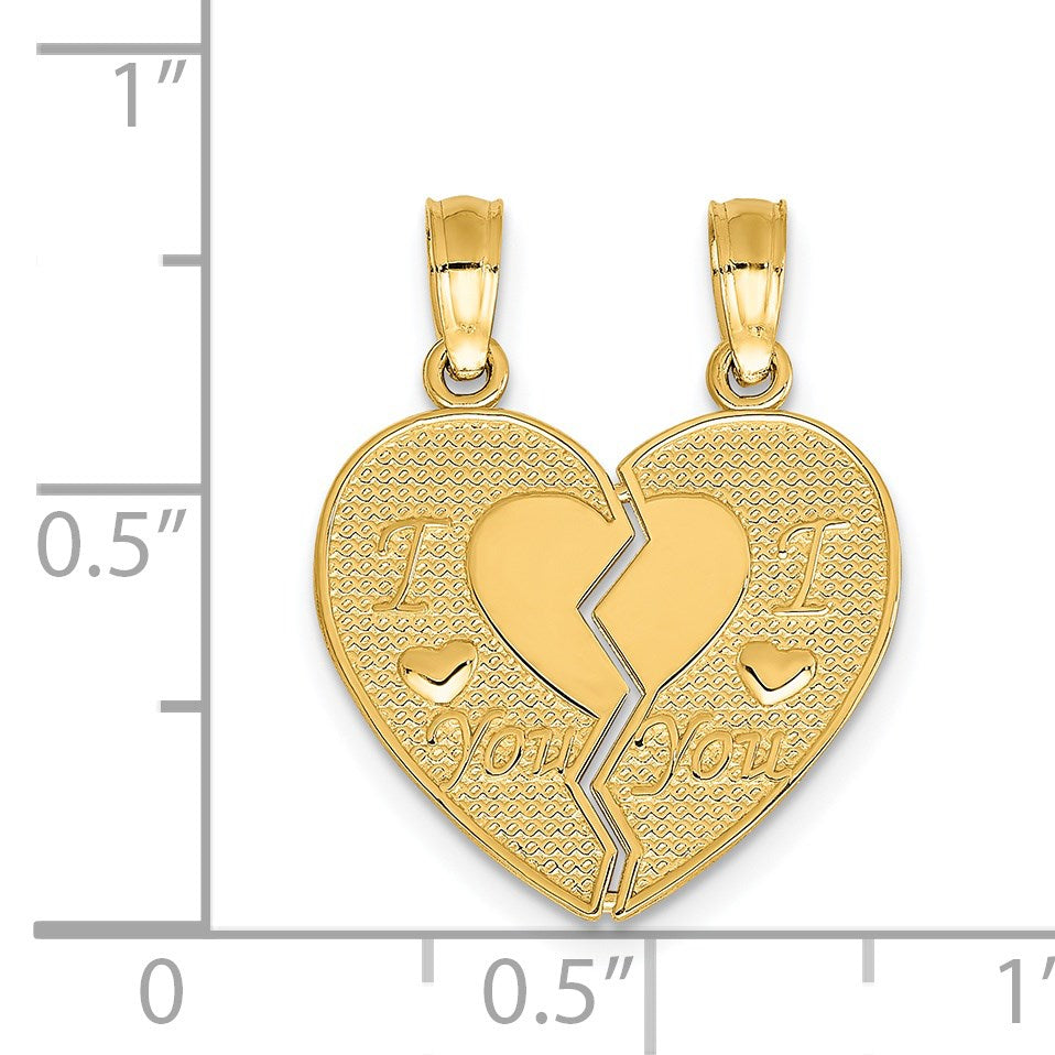14k I LOVE YOU 2-Piece Break-Apart Heart Charm