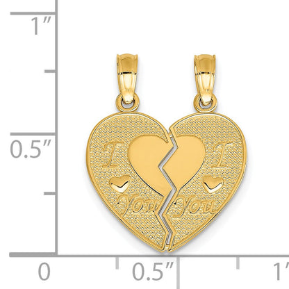 14k I LOVE YOU 2-Piece Break-Apart Heart Charm