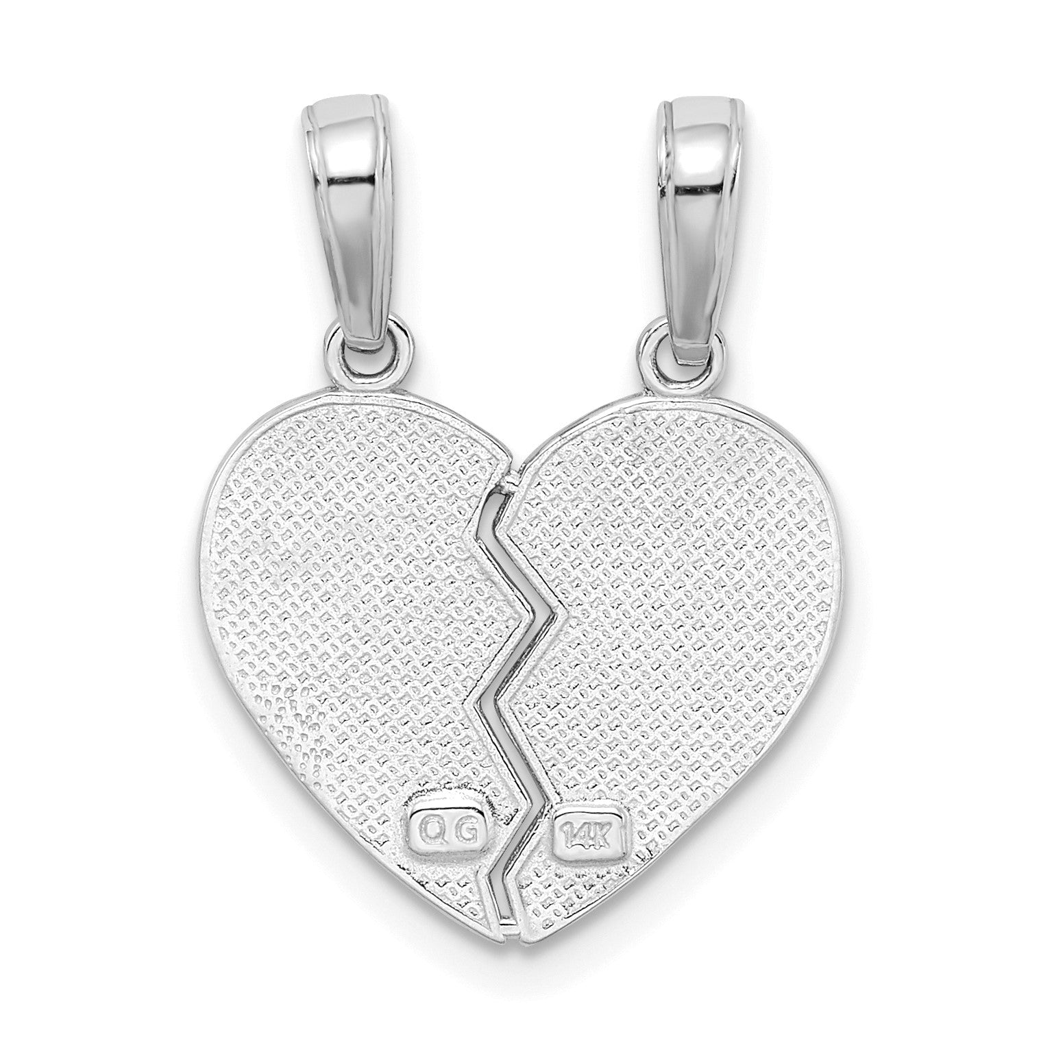 14k White Gold I LOVE YOU 2-Piece Break-Apart Heart Charm