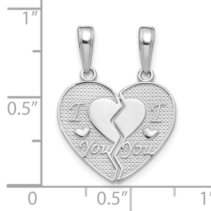 14k White Gold I LOVE YOU 2-Piece Break-Apart Heart Charm