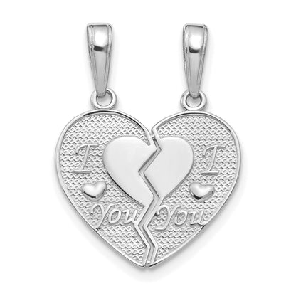 14k White Gold I LOVE YOU 2-Piece Break-Apart Heart Charm