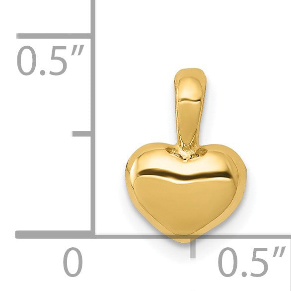 14K Polished Domed Concave Back Heart Charm