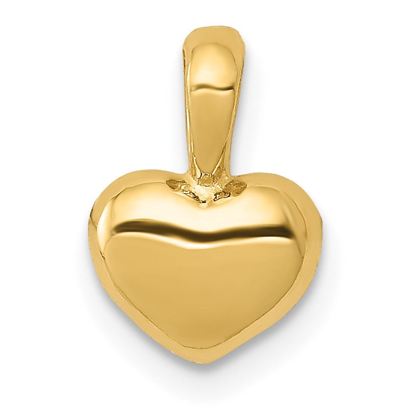 14K Polished Domed Concave Back Heart Charm