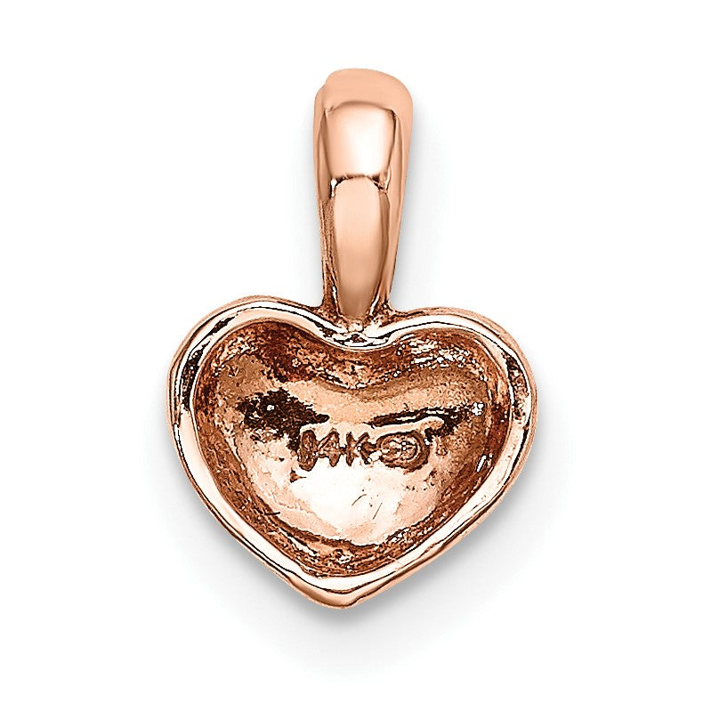 14K Rose Gold Polished Domed Concave Back Heart Charm