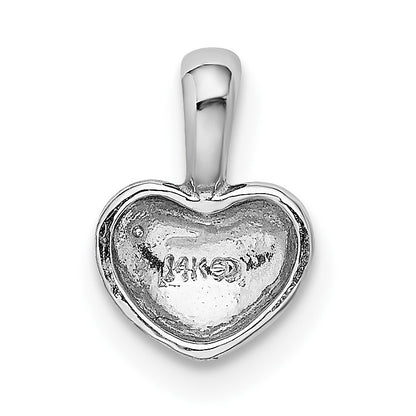 14K White Gold Polished Domed Concave Back Heart Charm