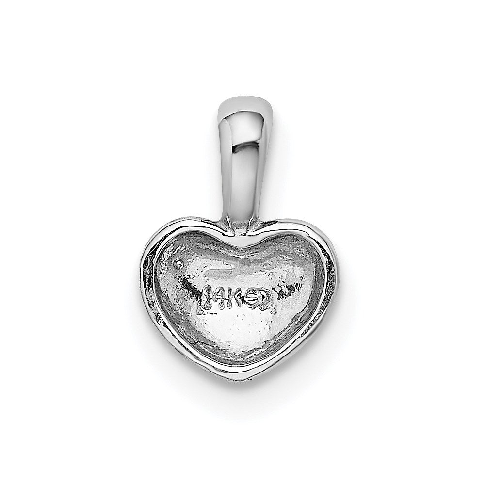 14K White Gold Polished Domed Heart Charm