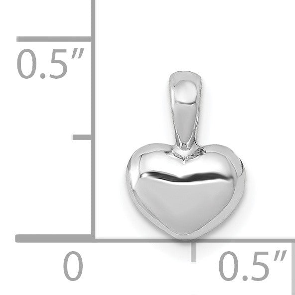 14K White Gold Polished Domed Concave Back Heart Charm