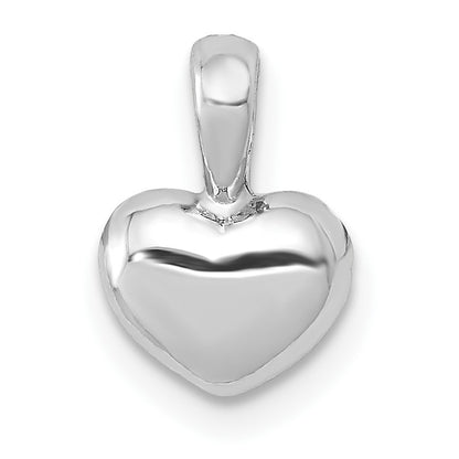 14K White Gold Polished Domed Concave Back Heart Charm