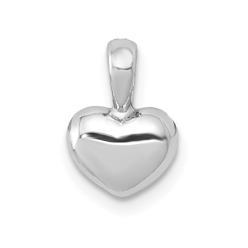 14K White Gold Polished Domed Heart Charm