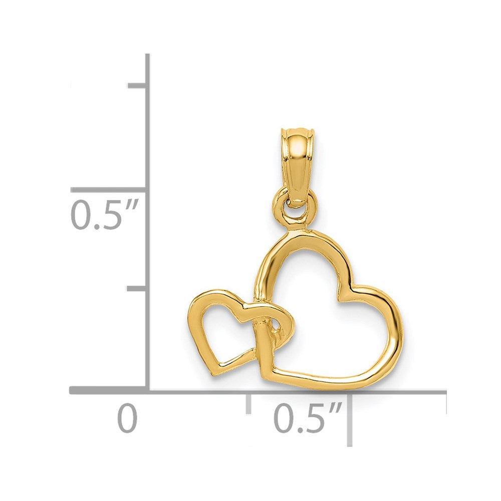 14K Polished Intertwined Double Heart Pendant