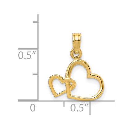 14K Polished Intertwined Double Heart Pendant