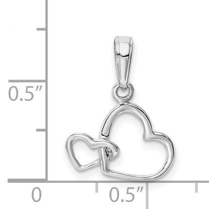 14K White Gold Polished Intertwined Double Heart Pendant
