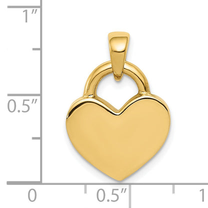 14k and White Rhodium Hollow Polished 3-D Reversible Heart Charm